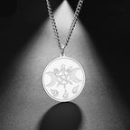 Ancient Symbol Moon Pentagram Stainless Steel Necklace