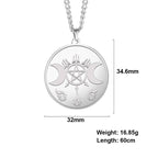 Ancient Symbol Moon Pentagram Stainless Steel Necklace