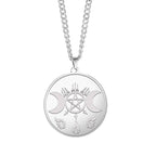 Ancient Symbol Moon Pentagram Stainless Steel Necklace