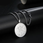 Ancient Symbol Moon Pentagram Stainless Steel Necklace