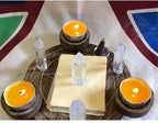 Pentacle Triquetra Wooden Altar Candlestick Plate
