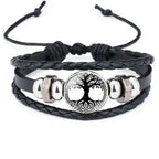 Viking Compass Leather Bracelet | Nordic Rune Odin Amulet