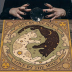 Sun & Moon Cat Altar Tablecloth | Celestial Tarot Reading Cloth for Witchcraft & Divination