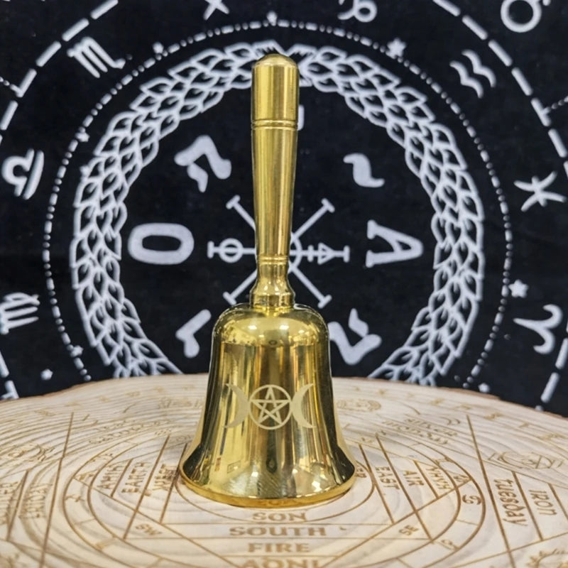 Triple Moon Altar Bell | Metal Ritual Bell for Witchcraft, Meditation & Tarot