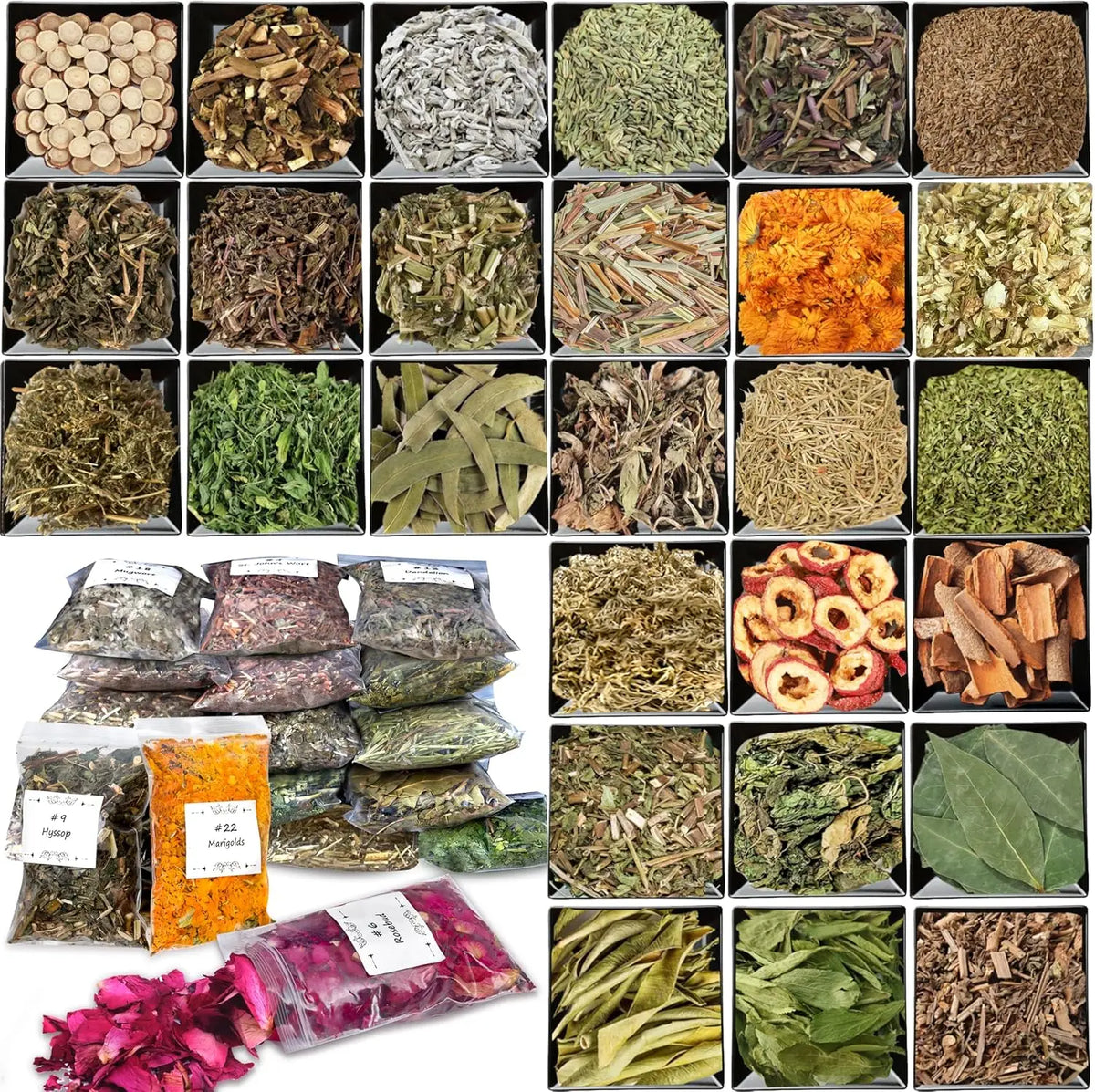 32pc Dried Herbs for Witchcraft | Wiccan Ritual Herb Kit for Spells, Pagan Practice & Magic