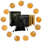 Witch Runes Glass Stones Set | 13pc Engraved Divination Kit with Velvet Pouch for Beginners