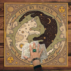 Sun & Moon Cat Altar Tablecloth | Celestial Tarot Reading Cloth for Witchcraft & Divination