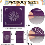 Pentagram Altar Cloth & Tarot Drawstring Pouch Set | Velvet Tarot Reading Mat for Witchcraft & Divination
