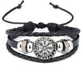 Viking Compass Leather Bracelet | Nordic Rune Odin Amulet