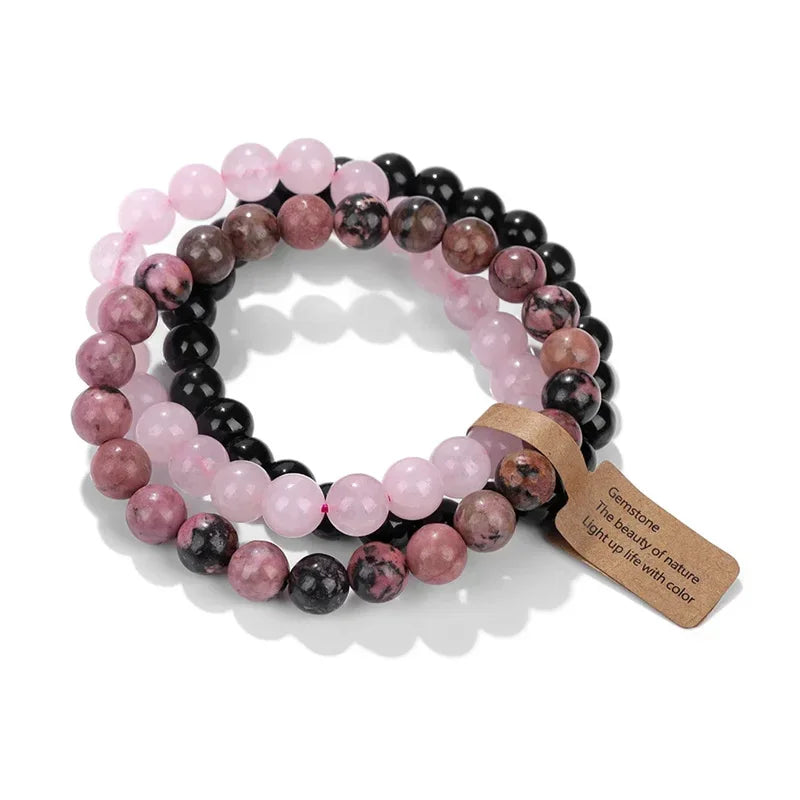 Amethyst Crystal Bracelet Stack | Natural Stone Multi-Layer Healing Bracelet for Women