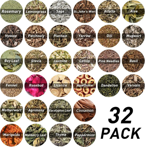 32pc Dried Herbs for Witchcraft | Wiccan Ritual Herb Kit for Spells, Pagan Practice & Magic