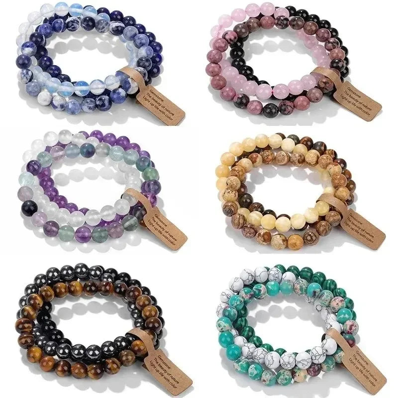 Amethyst Crystal Bracelet Stack | Natural Stone Multi-Layer Healing Bracelet for Women