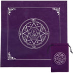 Pentagram Altar Cloth & Tarot Drawstring Pouch Set | Velvet Tarot Reading Mat for Witchcraft & Divination