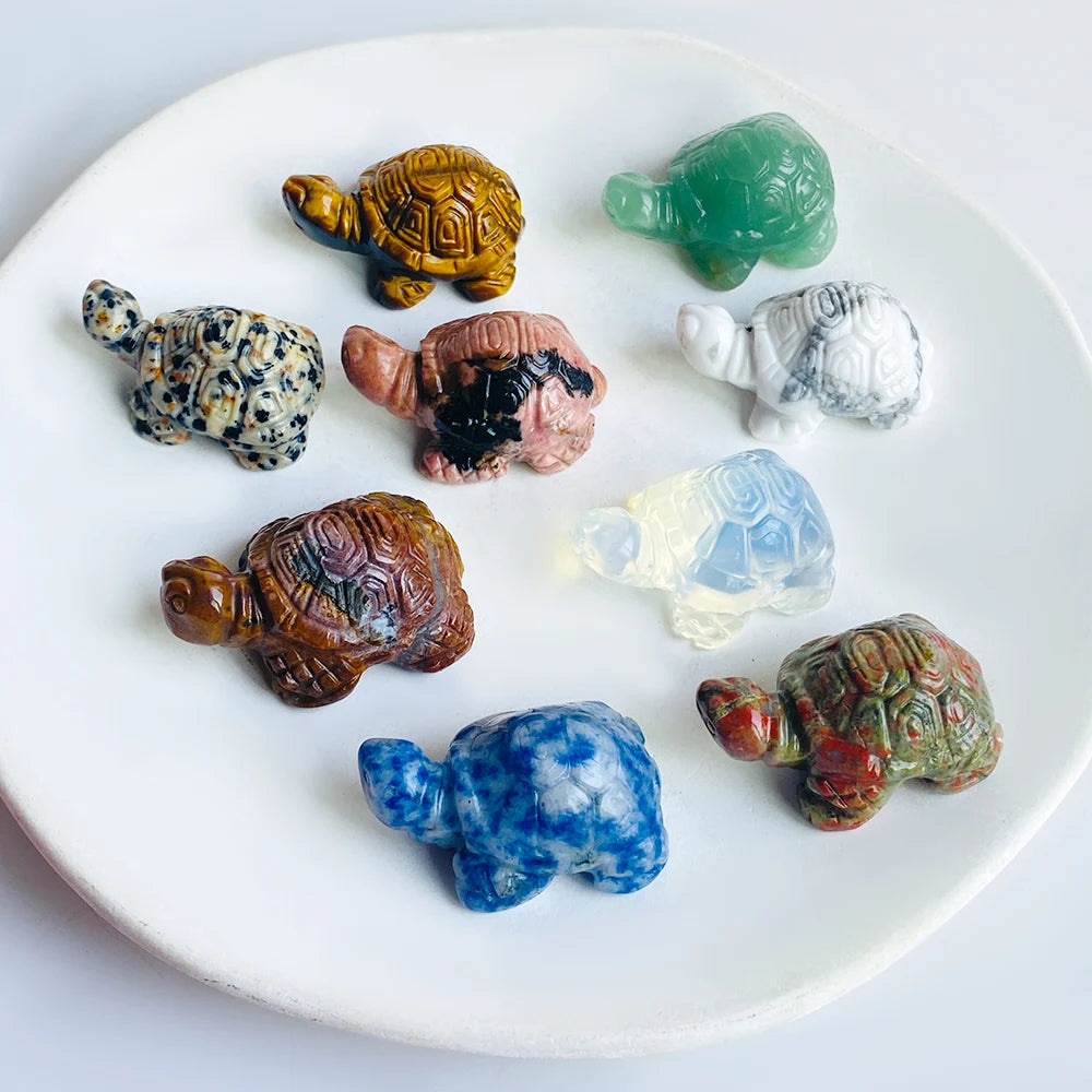 Crystal Turtle Figurine | Handcrafted Stone Altar Decor