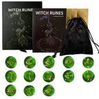 Witch Runes Glass Stones Set | 13pc Engraved Divination Kit with Velvet Pouch for Beginners